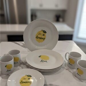 Lemon Motif White Dinnerware Set